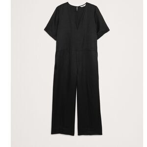 Banana Republic Viscose-Linen Wide-Leg Jumpsuit V-Neck Cropped Size Medium